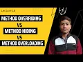 Method Overriding Overloading vs Overriding Method Hiding Method Overloading Polymorphism
