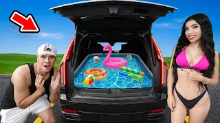 I Built a SECRET POOL in Our CAR!
