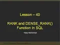 Lesson 40 Rank And DenseRank Function in SQL in Hindi