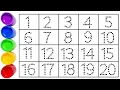 Build Number Writing Skills Trace 1 20 with Dotted Lines
