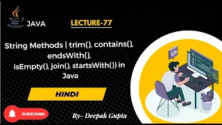 Core Java part77 Java String Methods Explained trim contains endsWith isEmpty join