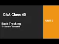 DAA Class 40 - Back Tracking