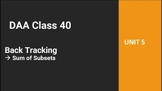 DAA Class 40 - Back Tracking
