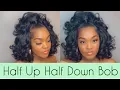HOW TO 20 HALF UP HALF DOWN QUICK WEAVE BOB STEP BY STEP HAIR TUTORIAL Tatiaunna