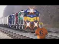 Train Goes By In Wildfire Smoke! CSX and NS Trains With Fallen Flags! Big NS Freight Train! + More!