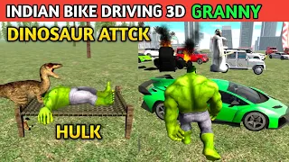 DINOSAUR ATTACK HULK | GRANNY CAR ESCAPE | Funny Gameplay Indian Bikes Driving 3d 🤣🤣