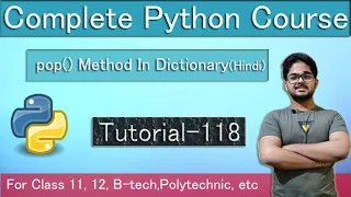 pop Method In Dictionary Python Course In Hindi Tutorial 118