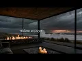 Stormy Ocean Fireplace Ambience 🌊🔥 | Cozy Modern Beach House & Crashing Waves