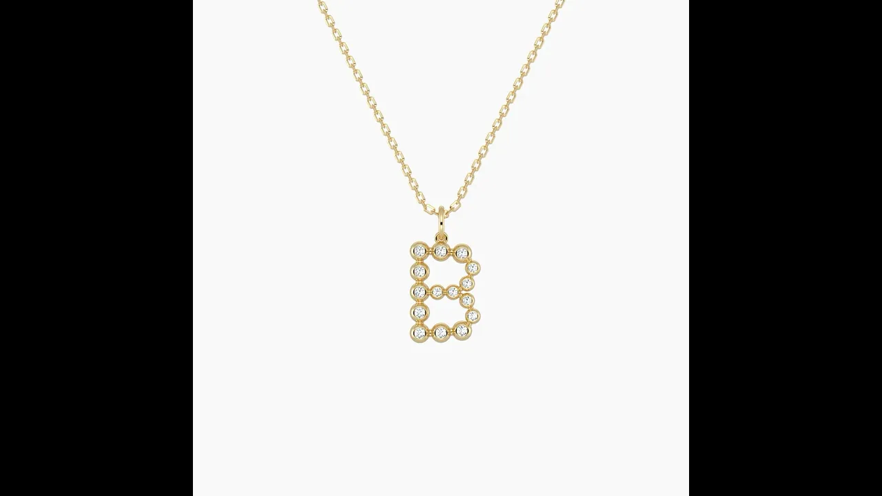 Letter B Initial Necklace Bubble Pendant