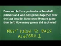 Algebra 1 Level WORD Problem - Need to Know to PASS