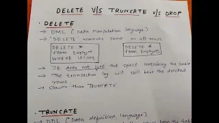 Difference between DELETE TRUNCATE AND DROP in SQL