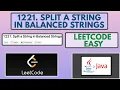 Leetcode 1221 Split a String in Balanced Strings Easy Java Solution