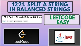 Leetcode 1221 Split a String in Balanced Strings Easy Java Solution