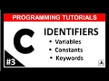 Identifiers in C Variables Constants Keywords Hindi LEC-3 C Programming tutorials Beginner