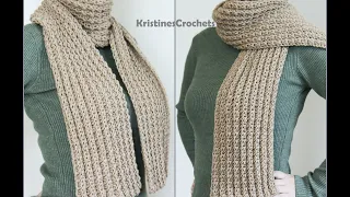 Easy Crochet Ribbed Scarf Tutorial | Simple 1 Row Repeat