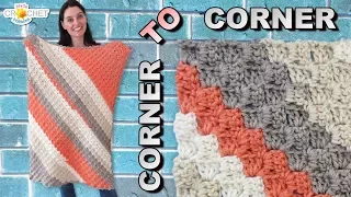 C2C Corner To Corner Baby Blanket - Rectangle Crochet Pattern Tutorial