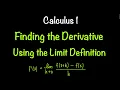Finding the Derivative Using the Limit Definition Calculus 1 Math with Professor V