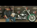 Wade Drew and his 1994 Heritage Softail Classic at the Minnesota Garage Build Bike Show