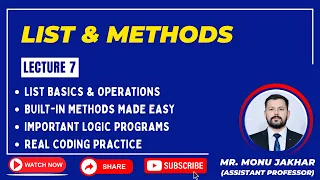 Lecture 07 List its Methods in Python Complete Python Course