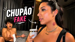 Fiz um Chupão Fake e Gravei A Reação do Meu Irmão!! (Ficou bravo)