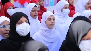 هذه أرضي وهذا وطني أداء   طالبات مجمع بلقيس النموذجية تعز دندنها