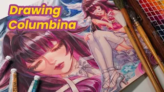 Watercolour Painting | Columbina from Genshin Impact • Huta Chan •