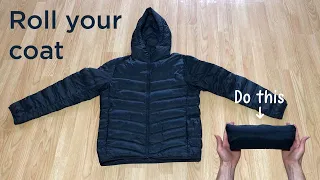 How to roll a winter coat for packing step-by-step 71