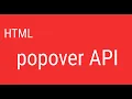 new HTML popover attribute API JSer - HTML noob