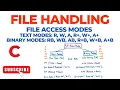 File Handling - File Access Modes Text r w a r w a Binary rb wb ab r b w b a b