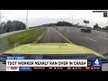 TDOT worker nearly ran over in crash