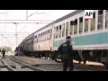 Timelapse of migrants boarding train