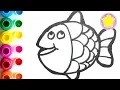 Drawing and Colouring fish for Kids - Coloring Pages for Children