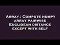 Array Compute numpy array pairwise Euclidean distance except with self