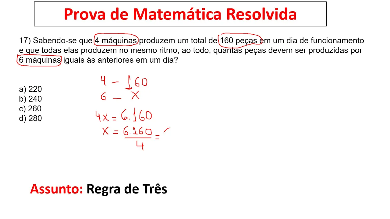 Regra de Três Simples - Concurso Agente Administrativo Prova de Matemática