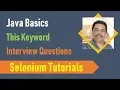 18D Java Basics for Selenium - This Keyword