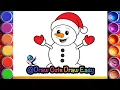 Snowman with Santa Hat Gloves Drawing Painting Coloring for Kids Cute Kids Art
