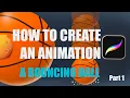 Bouncing ball part 1 Animation tutorial for beginners in Procreate 5x