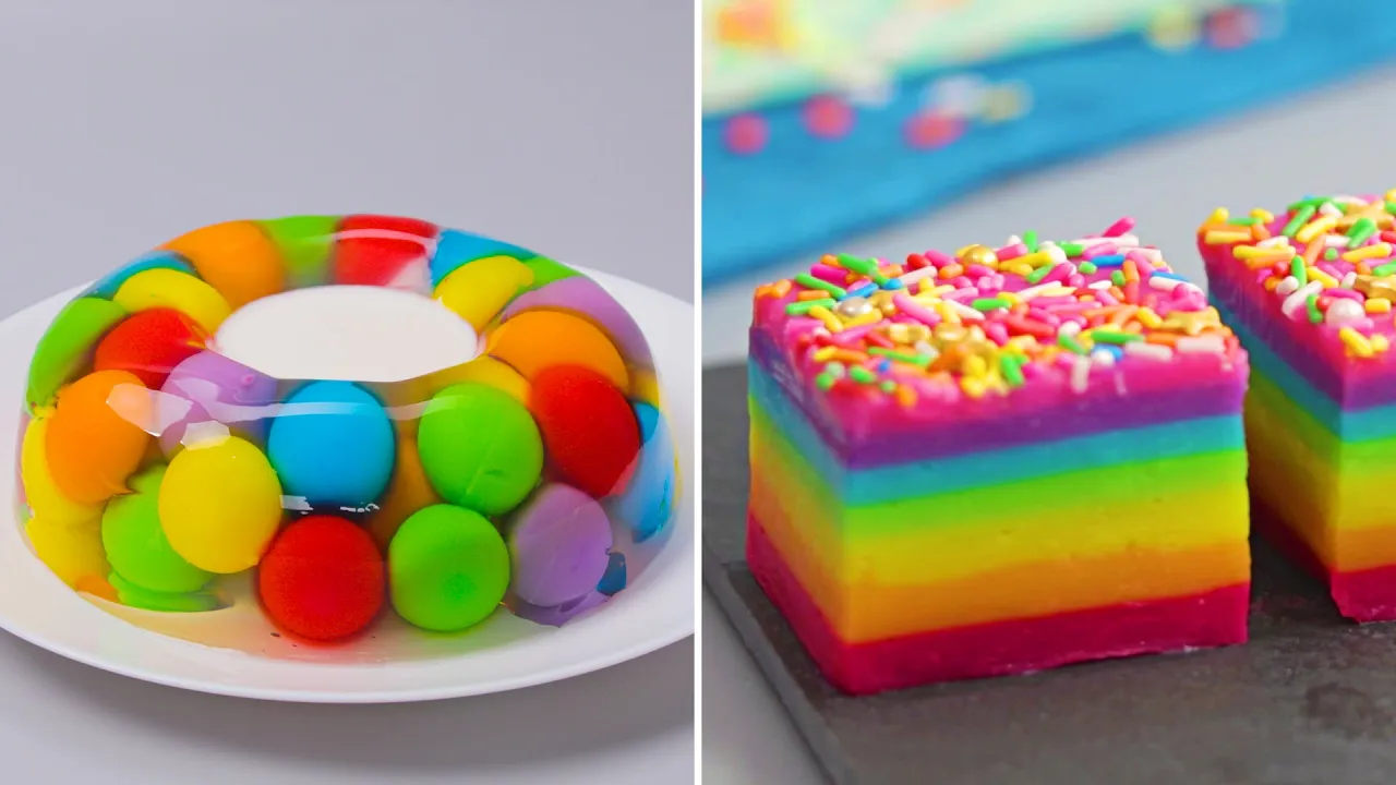 COLORFUL Jelly Cake Decorating Ideas  Most Amazing Rainbow Cake Designs