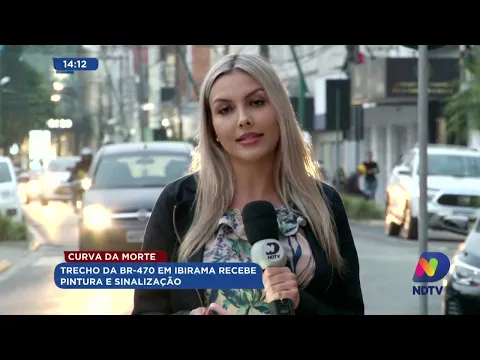 Curva da morte: trecho da BR-470 em Ibirama recebe pintura e sinalização