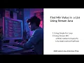 Find Minimum Element in Java Using For Loop Stream API Java Interview Question 2026 Latest
