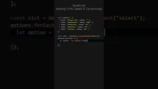 JavaScript Adding HTML Select Element Dynamically