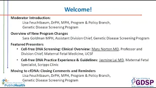 A Clinical Overview of cfDNA Screening CA Prenatal Program Screening Webinar 1 90 minutes