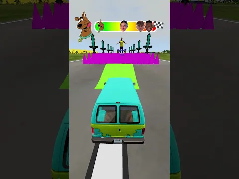 🚗Ronaldo Vs Yamal Vs Messi Vs Vinicius JR⚽Obstacles Challenge! #beamngdrive #shorts #simulator