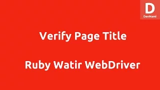 Verify Page Title in Watir Webdriver