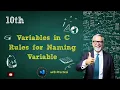 Variables in C programming Rules for naming variables Chapter 1 10th Computer New Book