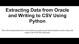 Extracting Data from Oracle and Writing to CSV Using Python
