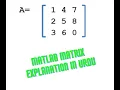 Beginners guide Learning matrix in MATLAB