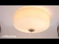 Maxxima 12 in Flush Mount Frosted Glass Drum Ceiling Light Dimmable 2700K Warm White 1600 Lumens