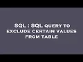 SQL SQL query to exclude certain values from table