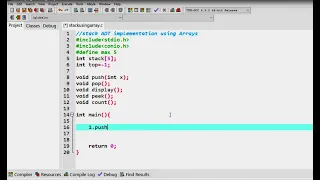 Stack Data structure - stack ADT program using Arrays